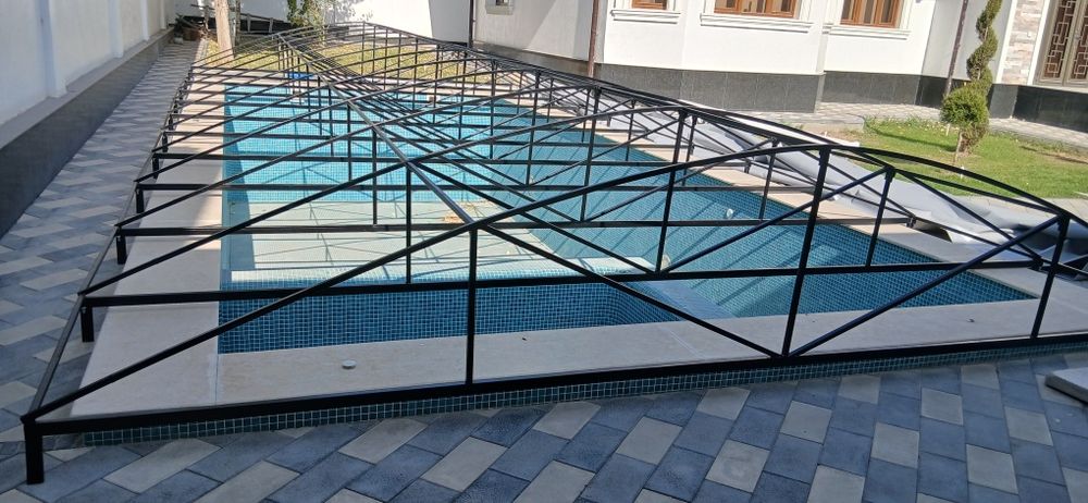 Капсула установка прозрачный салафан тент баннер бассейн банер