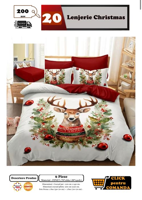 Lenjerie de pat cu model festiv