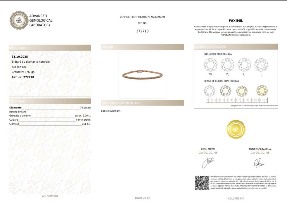 Bratari Diamante aur 18k Alb,Galben,Roz