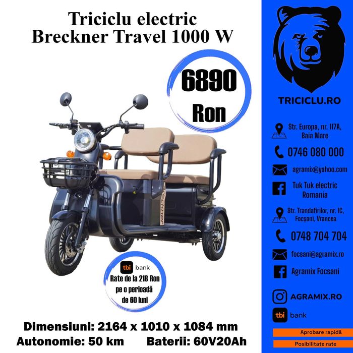 BRECKNER TRAVEL triciclu electric nou Agramix