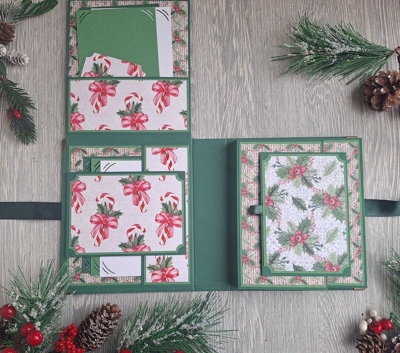 Коледен, скрапбук албум в зелено, ръчна изработка /63.7