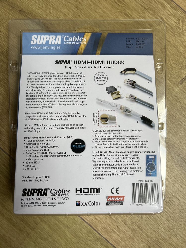 Cablu’ri HDMI-HDMI 2.0, 2.1 Supra Cables 4K,8K HDR