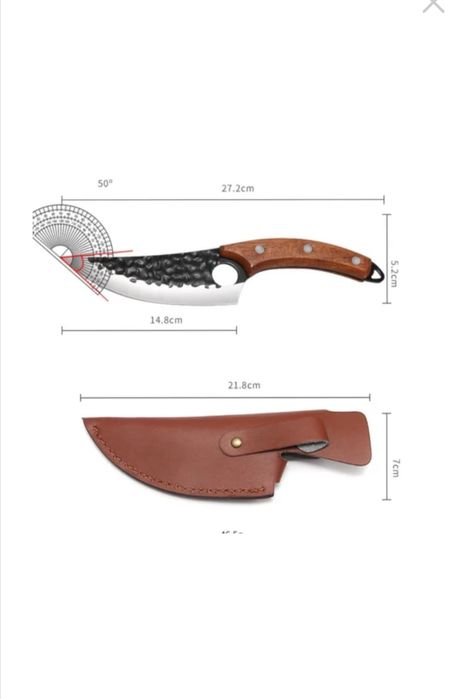 Японски нож, ръчно кован, неръждаема стомана, 27,5 см, покритие от еко