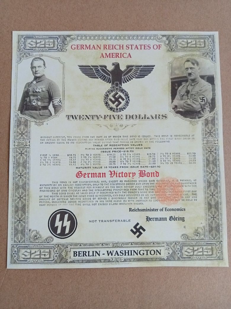 Obligatiune  bond victorie Germania Al doilea razboi Mondial  Goering