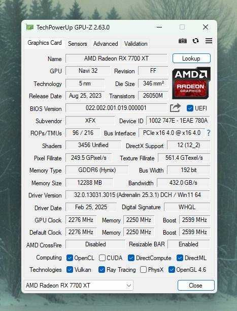 Placa video XFX Speedster QICK 319 RX 7700 XT Black Edition, 12GB