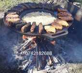 Disc din fontã adãnc, nou 49 cm , grill , grãtar , camping