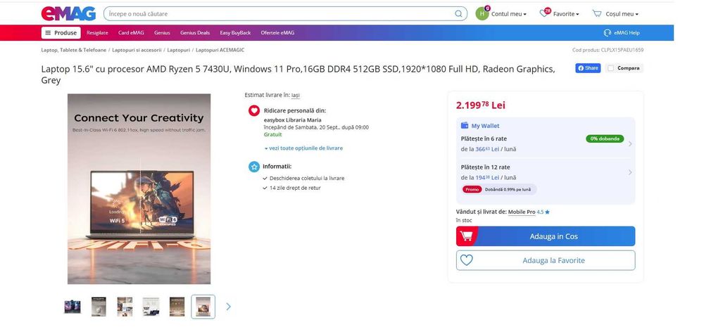 Laptop Gaming Nou – Ryzen 5 7430U, Fortnite, Counter Strike 2 , nou
