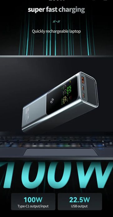 18000mAh, Power Bank 100W с быстрой зарядкой, 3 порта