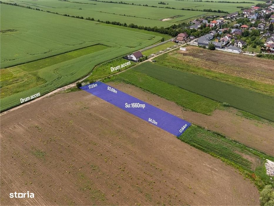 Buftea - Flamanzeni,Teren Intravilan 1660 Mp,Deschidere 17 M,Asfalt 70