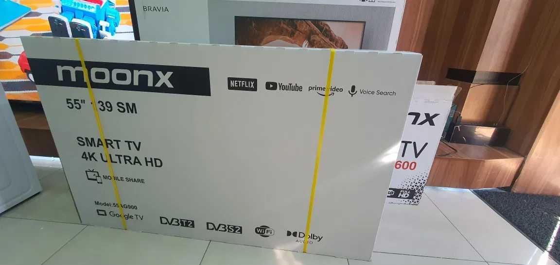 Televizor MOONX 55" 4K Smart ovozlik boshqaruv +TVCOM +yetkazib berish