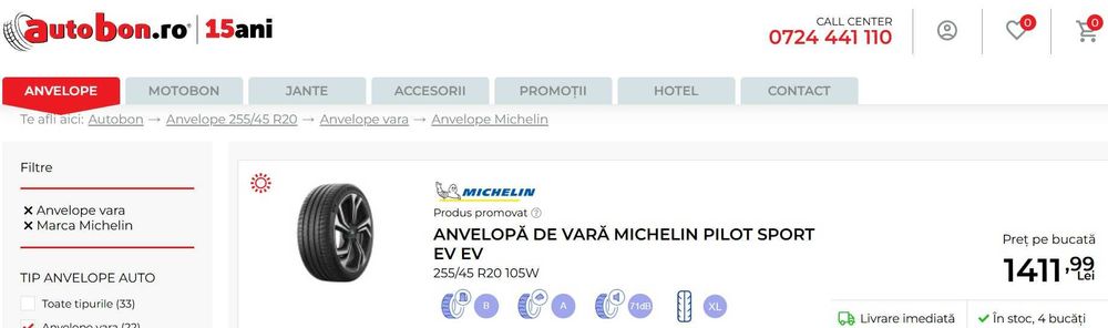 Anvelope  Noi !!!  Michelin Vara Pilot Sport EV 255/45 R20 105W