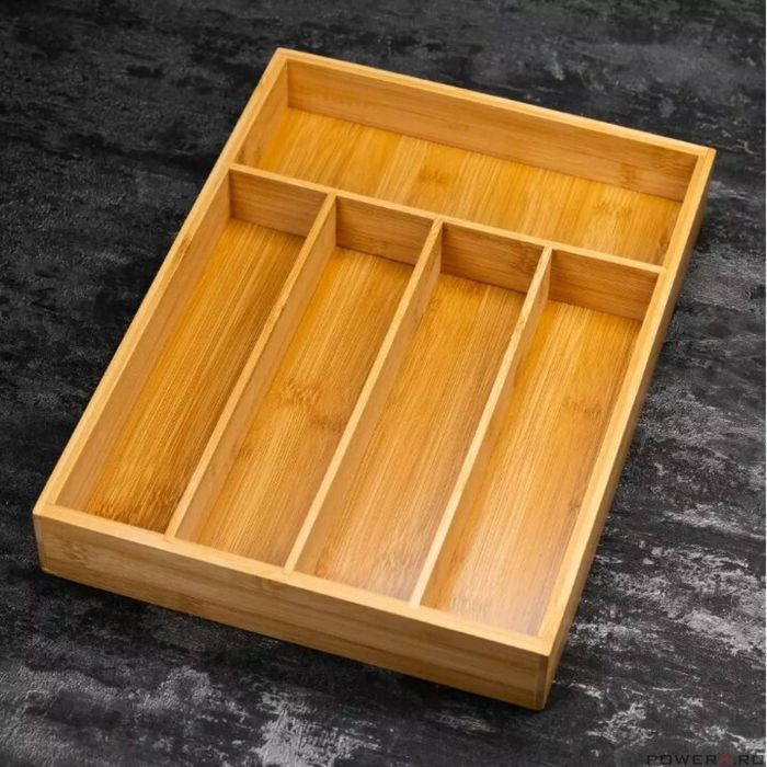 Cutie tacamuri din bambus pentru sertar, 5 compartimente, 35,5x26,5 cm