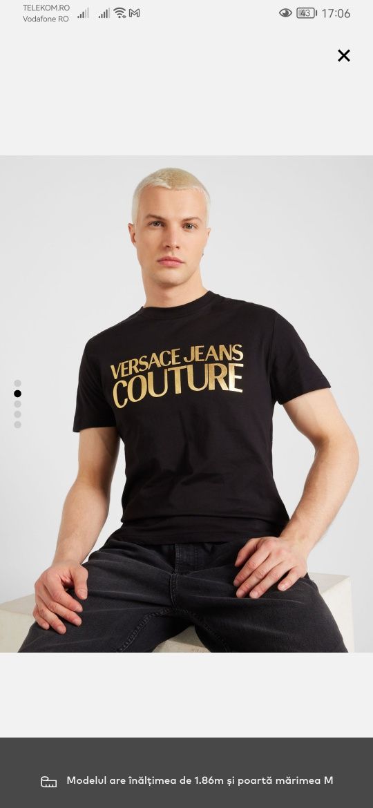 Vând Tricou Versace Jeans Couture, Model nou Top Premium, Bumbac 100%