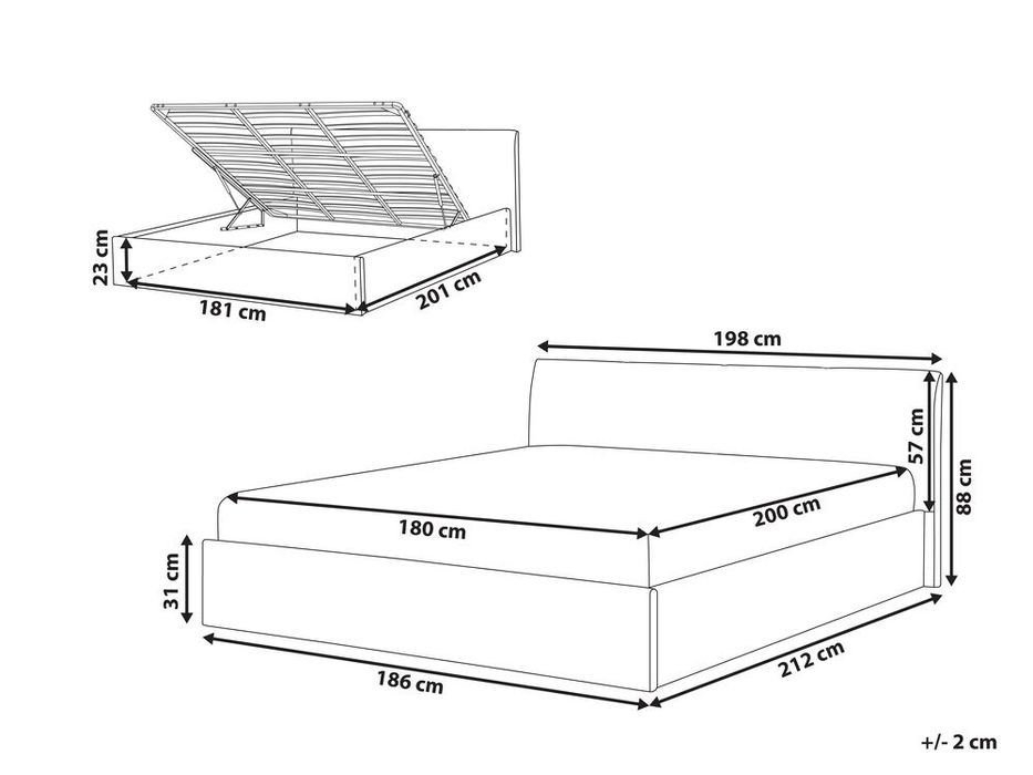 NOU Pat dormitor 180cm ORBEY, boucle, bej