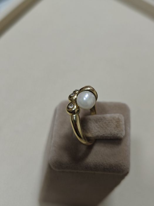 Inel cu perla aur 18k 4.99gr cu diamante naturale (r)