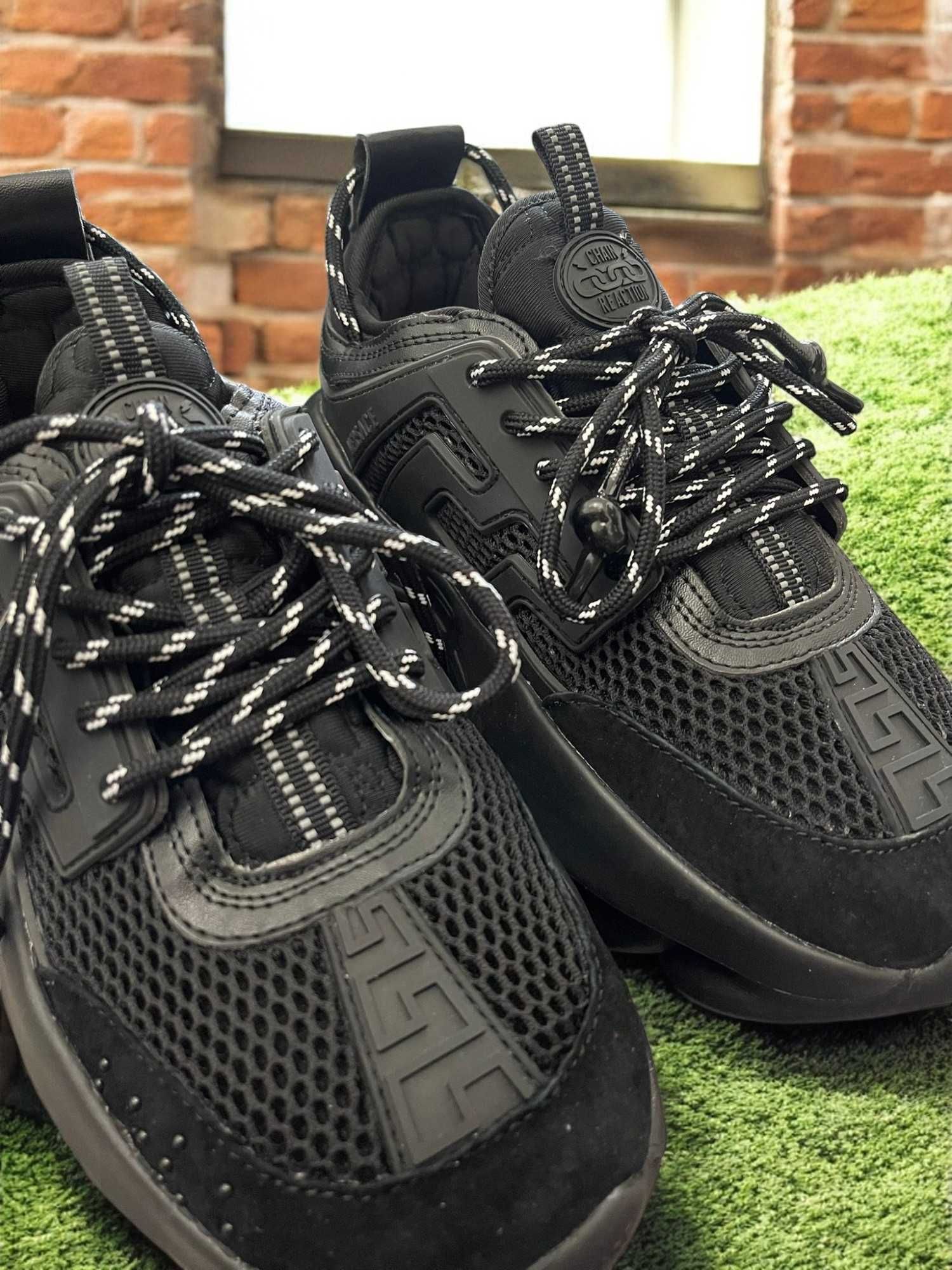 Adidasi Versace Chain Negru - Adidasi Premium Full Box Piele naturala