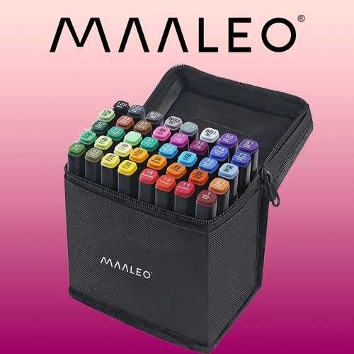 Двустранни маркери / флумастери с калъф – 40 бр. MAALEO