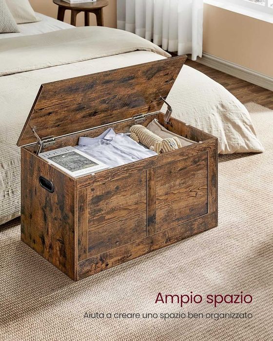 Banca de depozitare Vasagle, 40x80x46,5 cm, capacitate 135 kg, maro