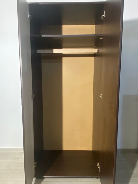 Șifonier 2 Uși, 80 cm; Dulap de Haine pentru Dormitor cu Bară Umerașe