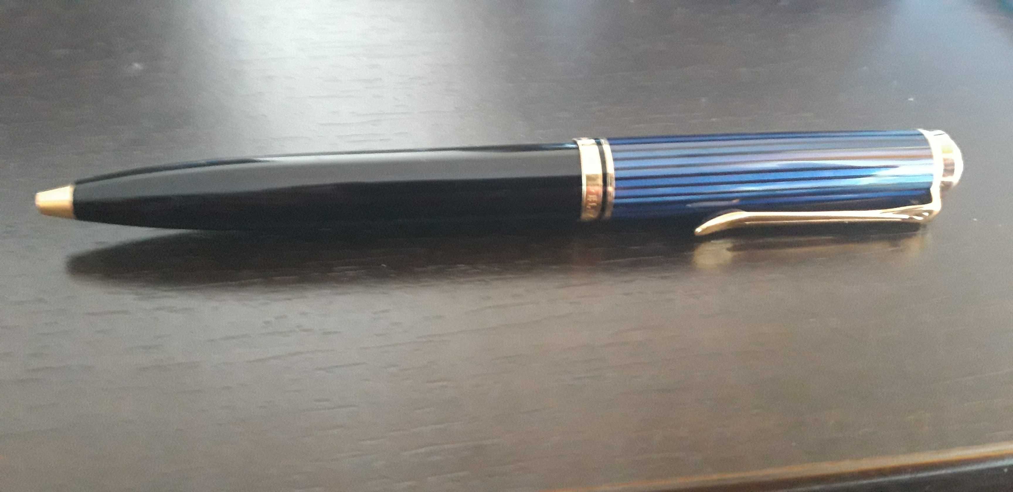 Pix Pelikan Souveran K600, negru-albastru, placat Au 24k, nou.