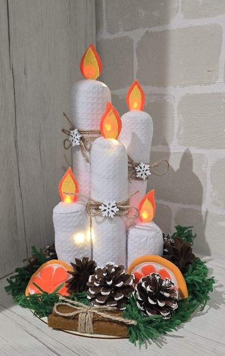 Коледни свещи от текстил