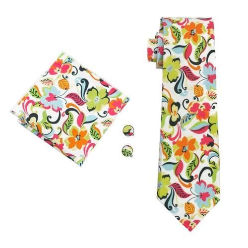 Set cravata matase butoni+batista model floral+ cutie cadou