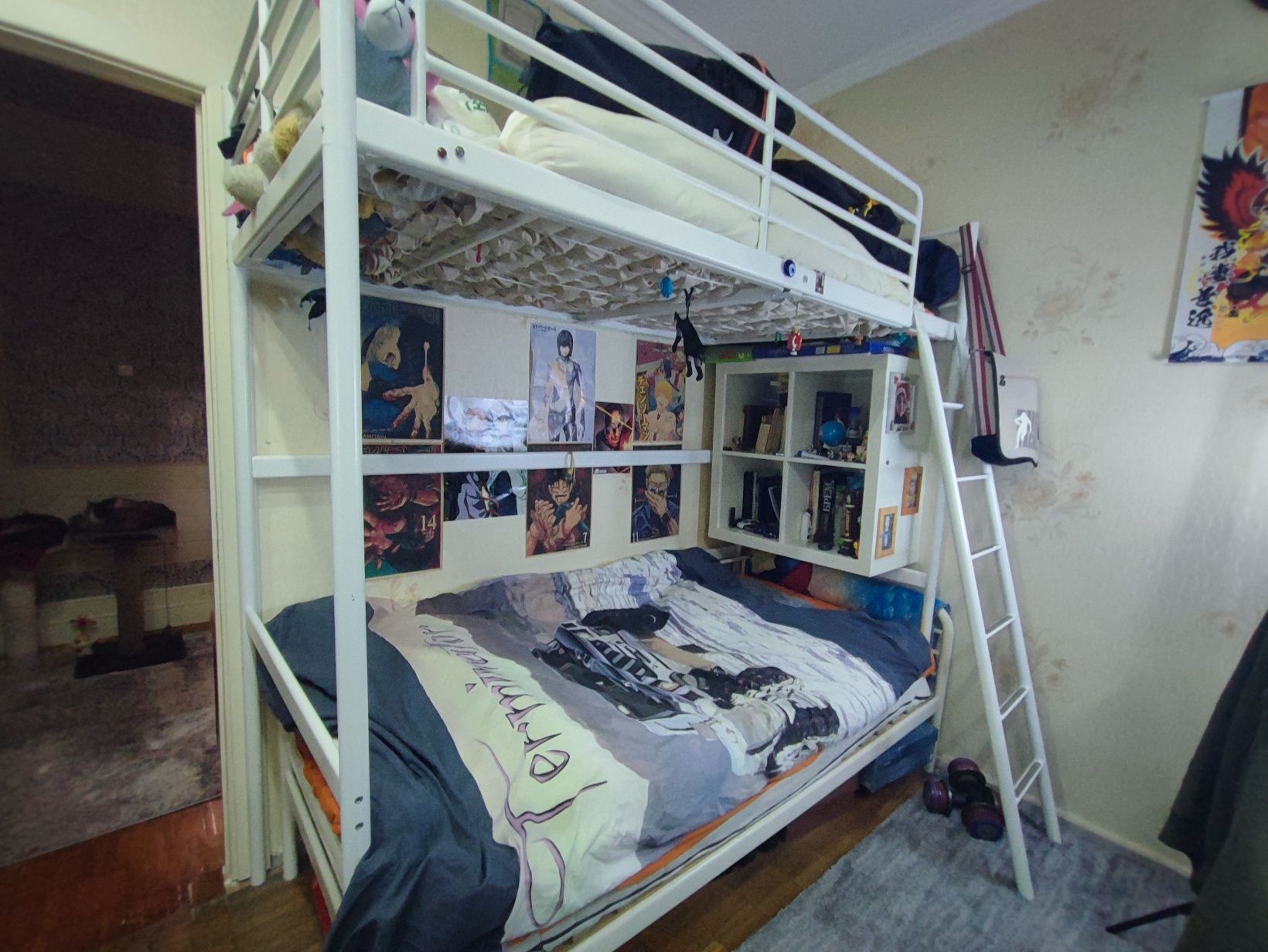 Кровать-чердак железная IKEA + нижняя кровать в таком же стиле