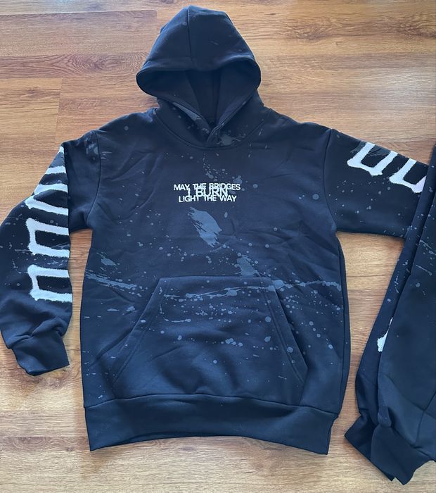 Мъжки,ватиран,черен екип OFF White с голяма щампа на гърба