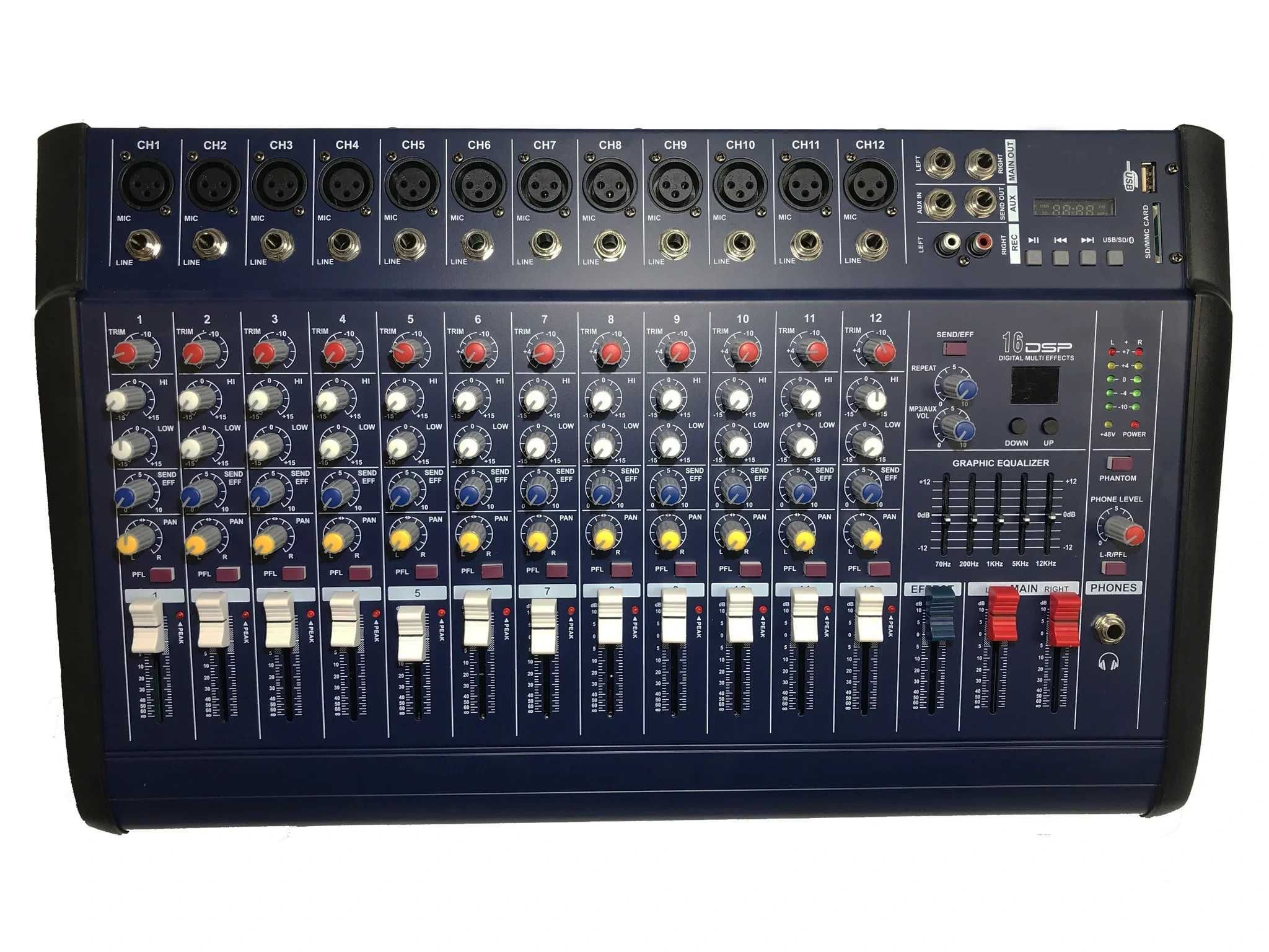 Mixer audio amplificat consola DJ Bluetooth 4/6/8/12 canale 500W/1000W