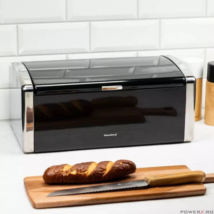 Cutie pentru paine, otel, 39,5x21,5x17 cm neagra Klausberg