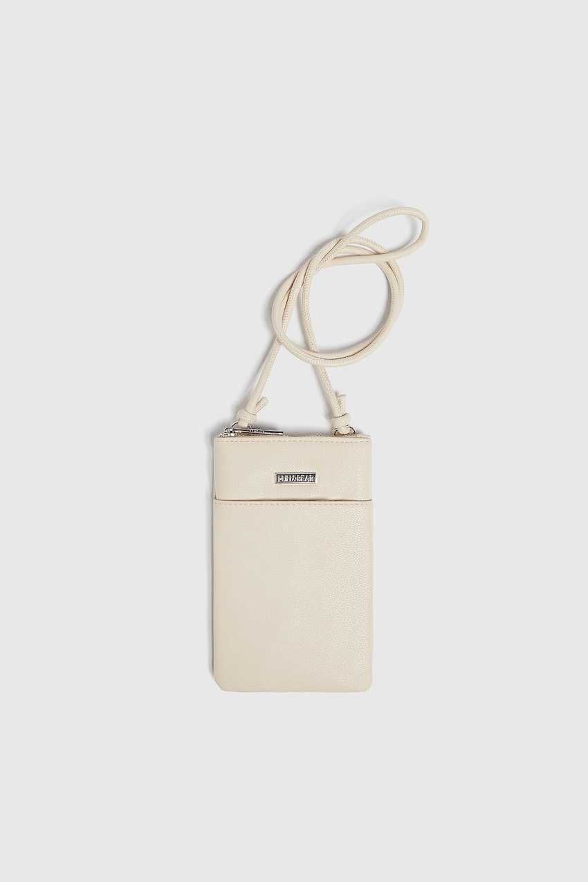 Дамска чанта за мобилен телефон с джоб Pull&Bear, 19х19х2 см, Бежова