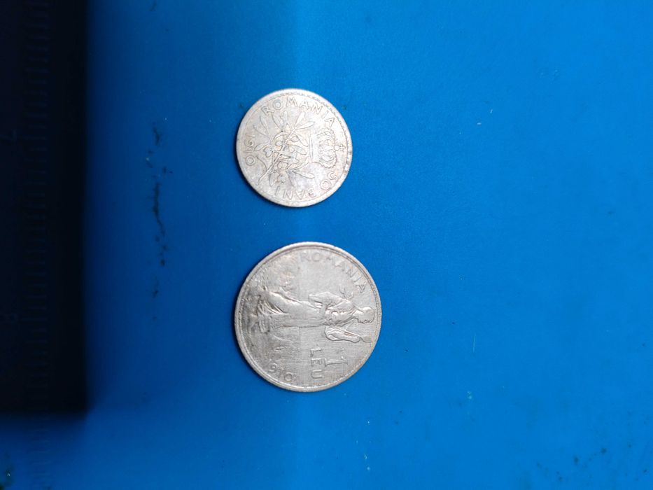 Monezi din argint 50 bani si 1 leu din anul 1910, Carol I