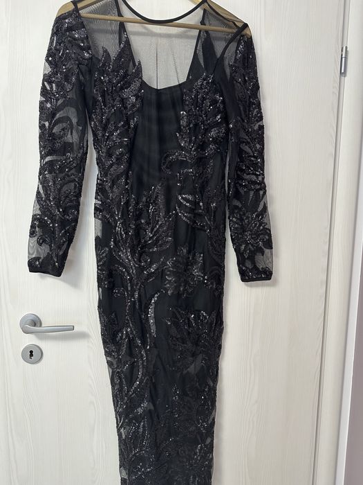 Rochie neagra cu paiete, River Island, marimea 8