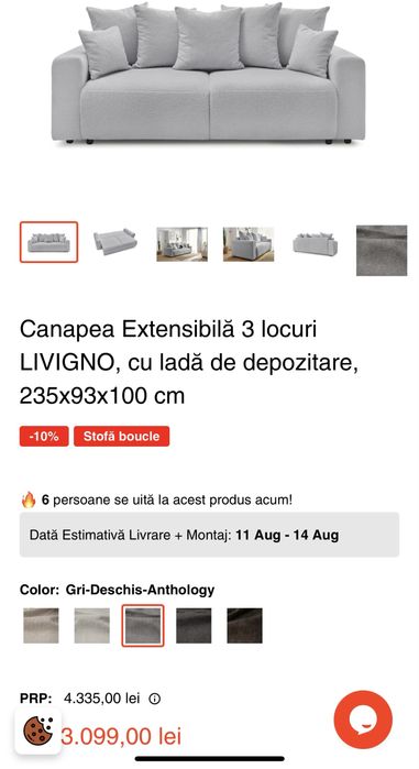 Canapea extensibila 3 locuri