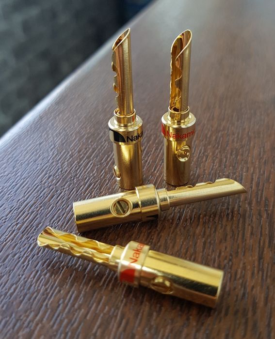 4x Mufe cabluri boxe / conectori cabluri /Banane audio Cupru + Argint