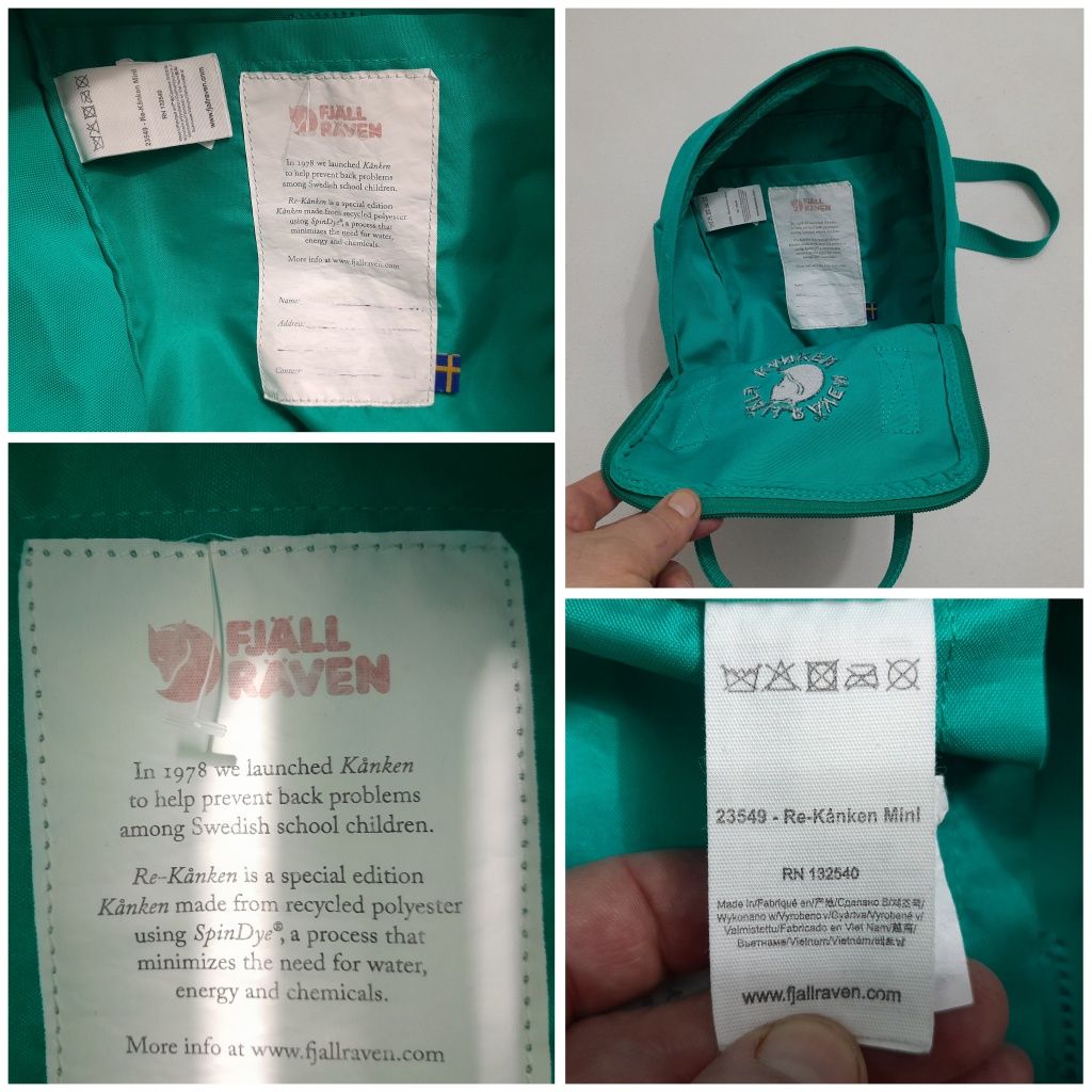 Rucsac Fjallraven Kanken mini verde, ghiozdan unisex copii sau adulți