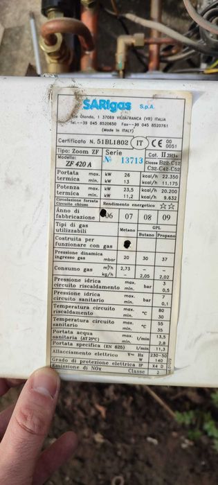Dezmembrez Centrala Termica Sarigas Zoom ZF 420 A 26 KW Pe Piese
