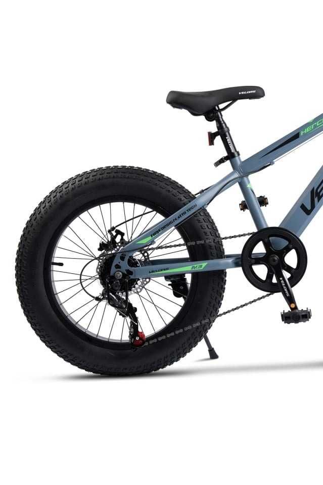 Bicicleta Copii Fat Bike Velors Hercules 20", Shimano,7 Viteze, Gri/Ve