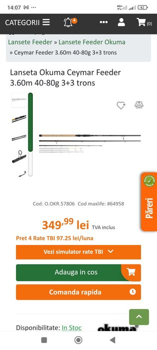 Vând feeder okuma ceymar