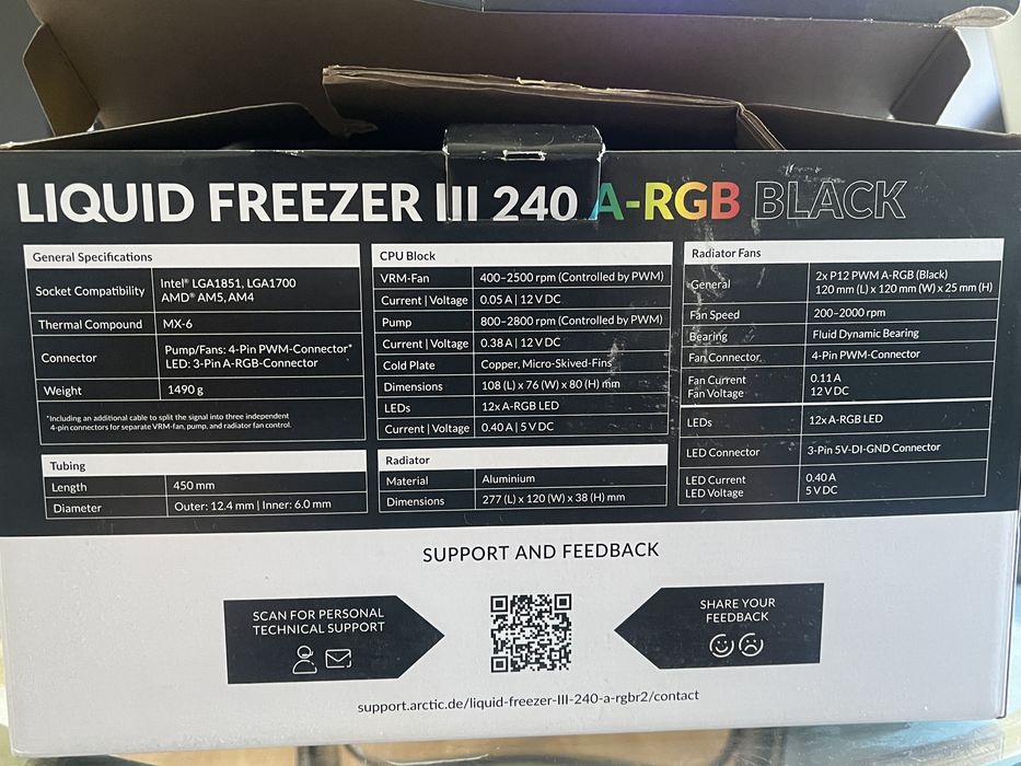 Arctic Liquid freezer iii 240 A-rgb black All in one cooler
