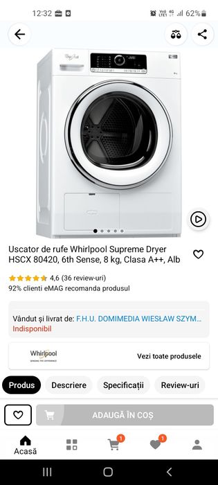 Uscator rufe Whirpool