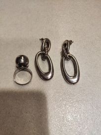 Сребърен пръстен и сребърни обеци