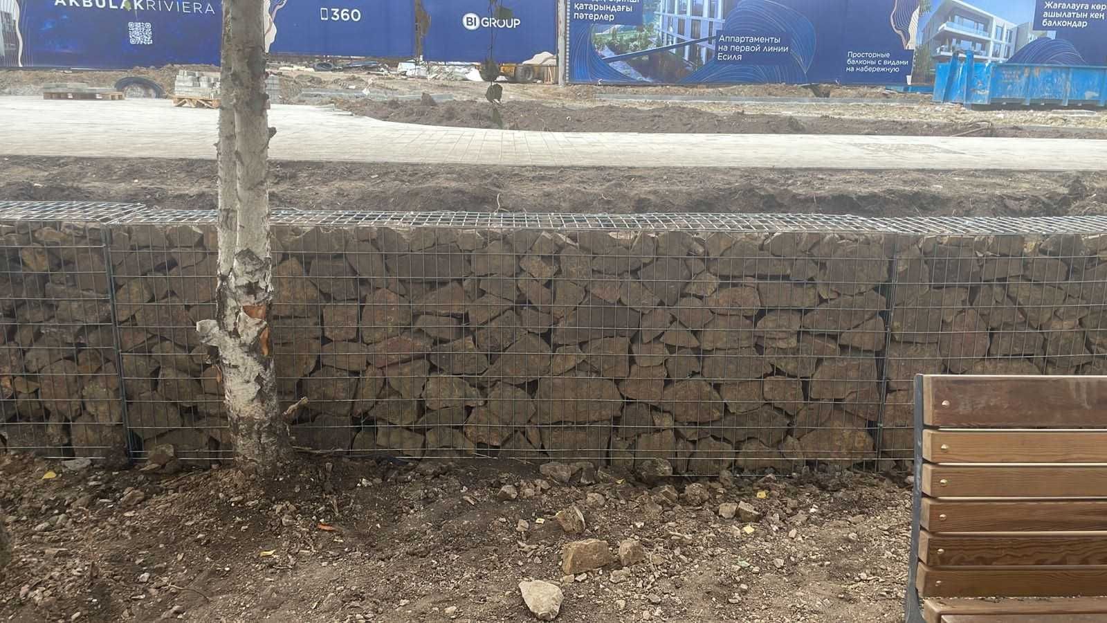Монтаж подпорных стен из габионов