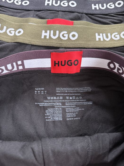 HUGO set 3 boxeri culoare negru cu banda multicolor marimea S noi