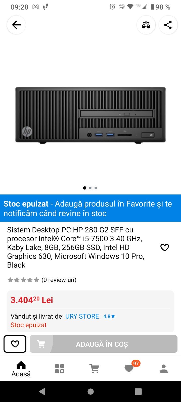 PC HP Sff ,Monitor LG 22 in , monitor și tastatura