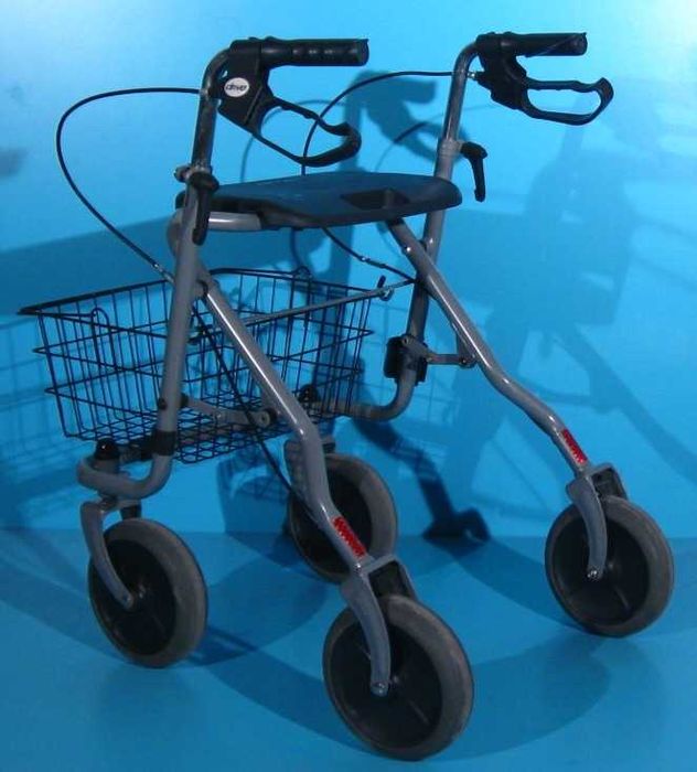 Cadru de mers cu roti (rolator) cu frane si sezut pentru batrani