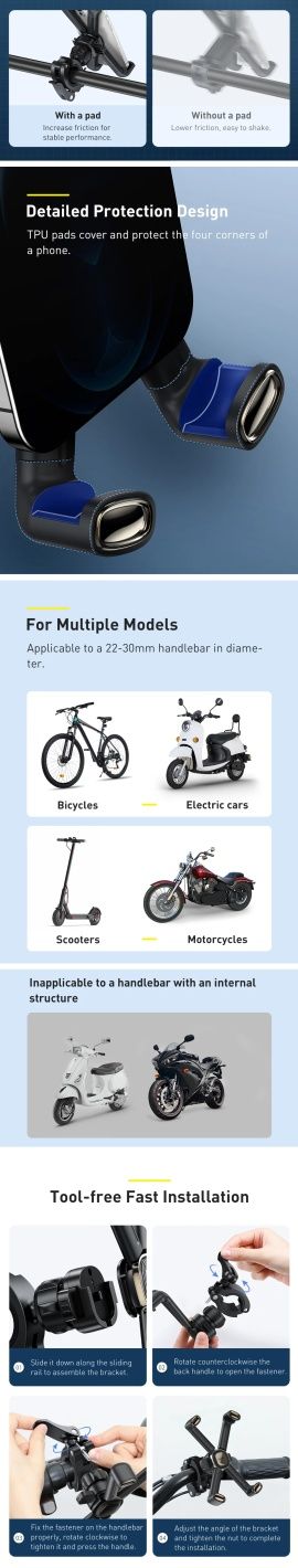 Baseus Универсальный Держатель Телефона для Велосипеда и Мотоцикла