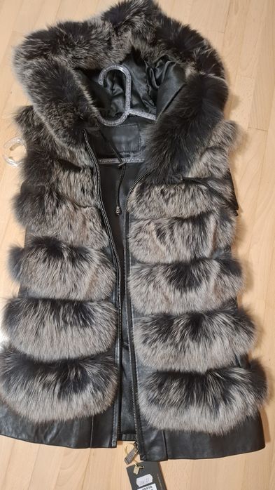 Vesta blana naturala din vulpe polara