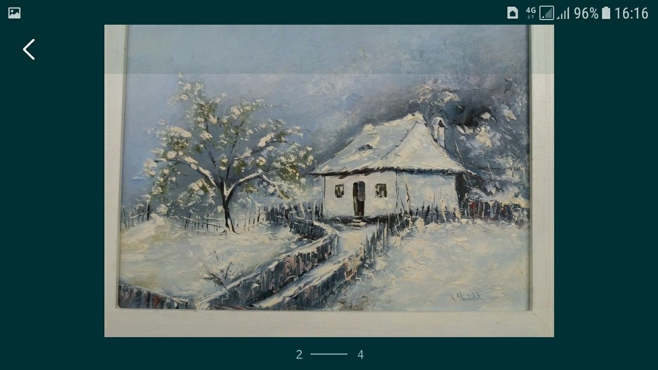 Iarna la sat Tablou Pictura pe panza