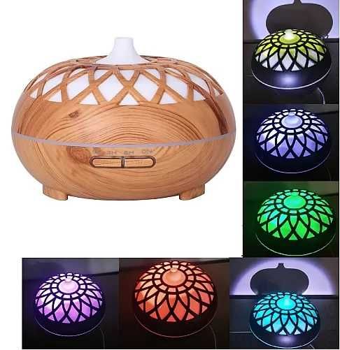 Ефектен дифузер с дървесен дизайн, дистанционно и 7 цвята